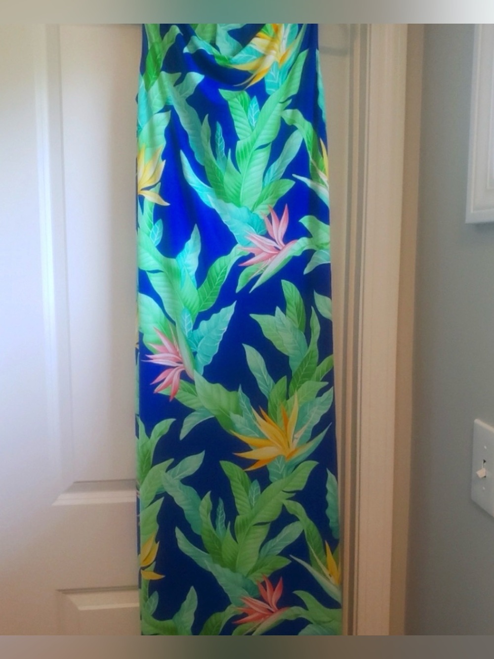 NWT Tommy Bahama Blue Tropical Maxi Dress with Green, Yellow & Pink Floral Print